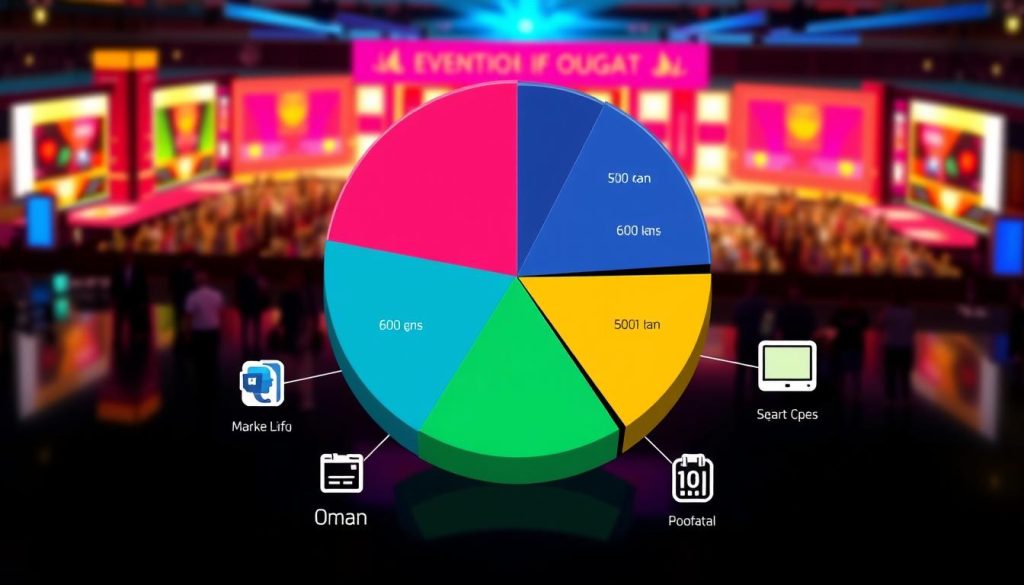 Graphic representing Oman’s growing digital landscape with icons for paid search advertising and event planning