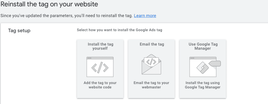 Reinstall the tag on google ads