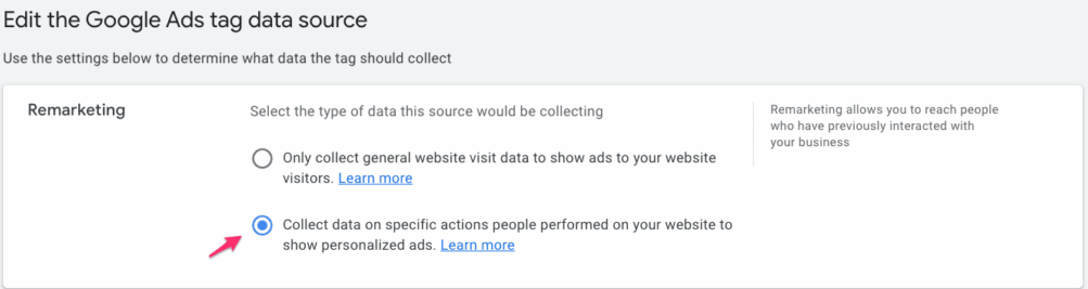 google das tag data source