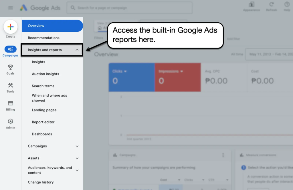 Locate the Report Editor and Extracting Reports in Google Ads