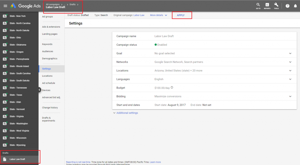 Modify Your Draft in google ads