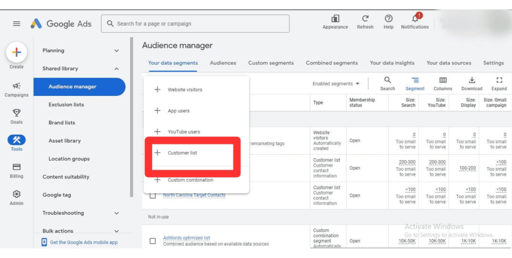 negative targeting to exclude