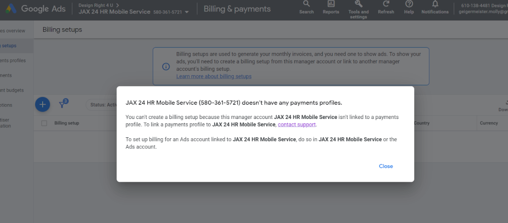 billing setup