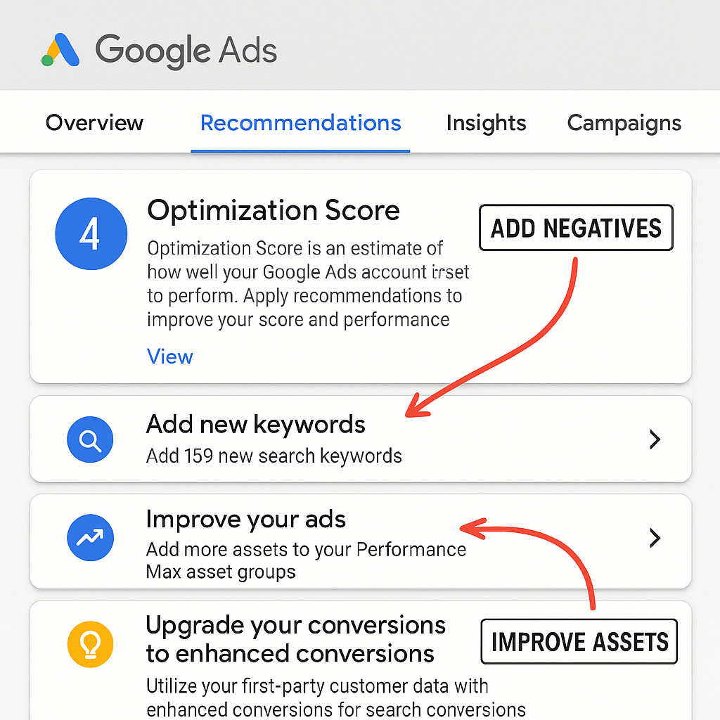 google ads recommendations