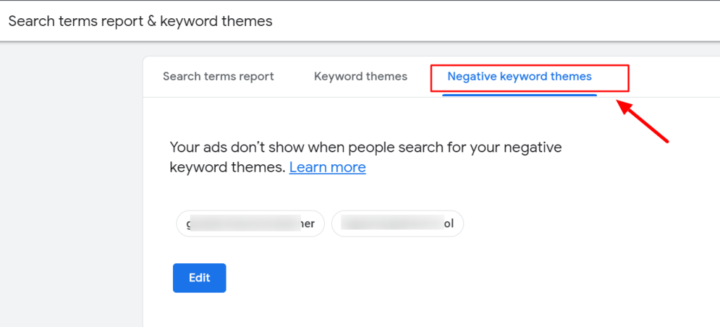 negative keywords and Google Ads Smart Campaign Keyword Themes