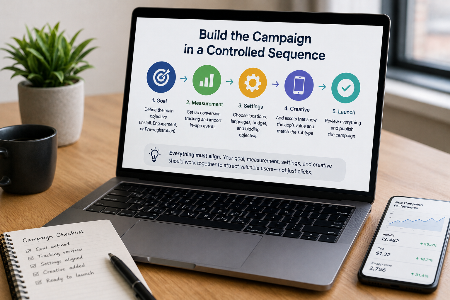 Google App Campaigns install engagement and pre-registration setup sequence