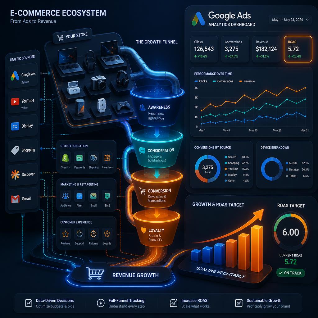 Google Ads account structure for large ecommerce stores campaign layers