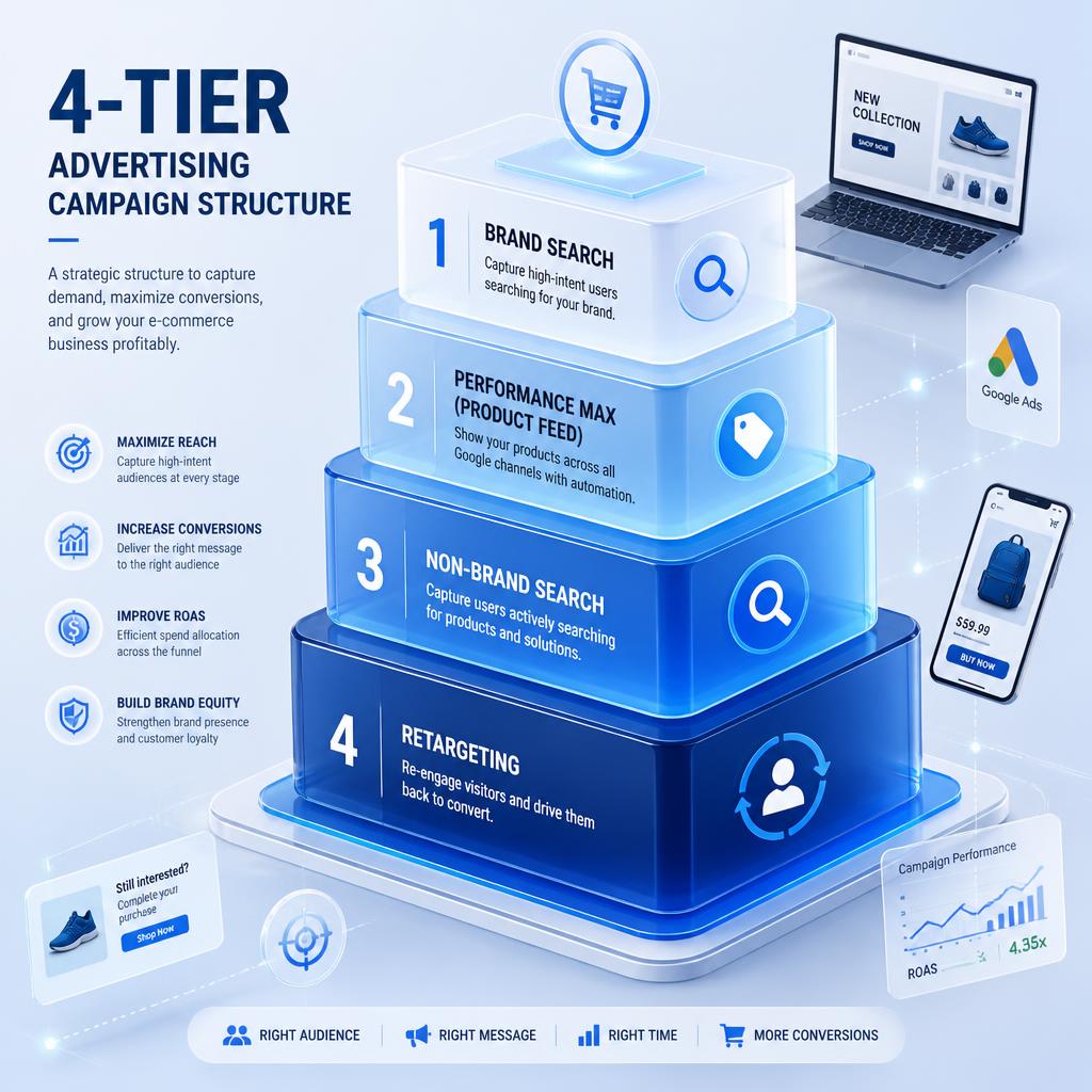 Segmented Performance Max and Search layers for large ecommerce Google Ads