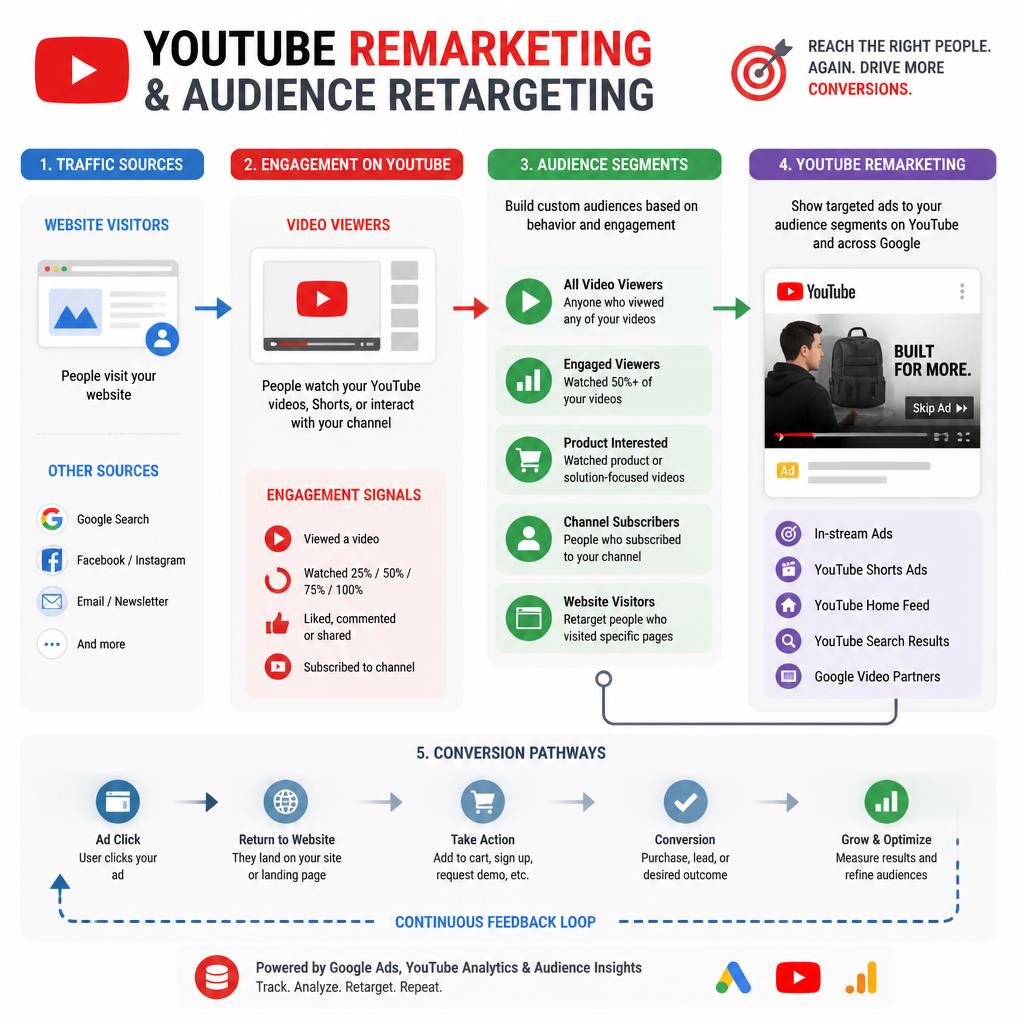 YouTube ads funnel for lead generation from bumper ads to conversion campaigns